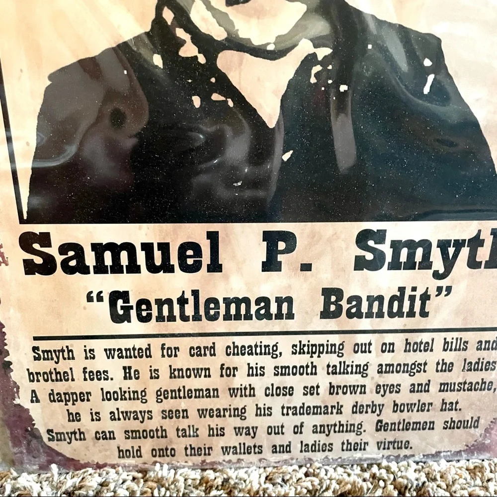 NEW Wanted Samuel P. Smyth Gentleman Bandit Metal Sign